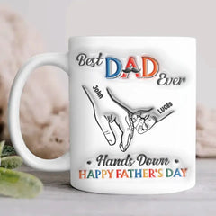 Personalized 3D Dad Coffee Mug with Kids - Best Dad Ever - Father's Day Gift