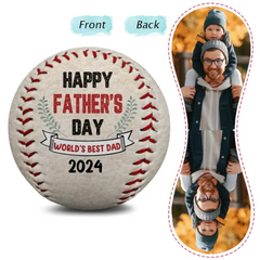 Custom Photo Happy Father's Day 2024 - Personalized Baseball