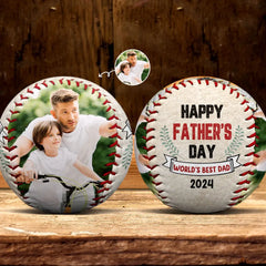 Custom Photo Happy Father's Day 2024 - Personalized Baseball